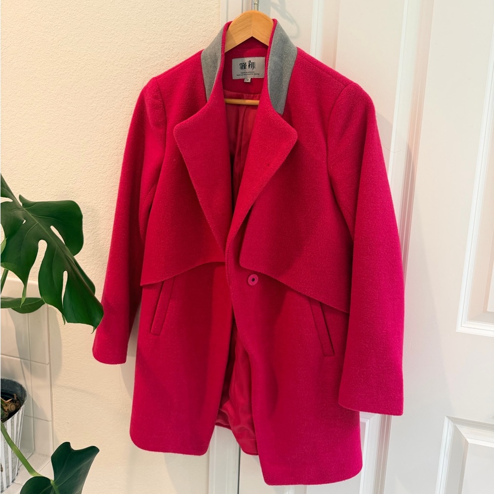 Vibrant Pink Cape with Gray Accents